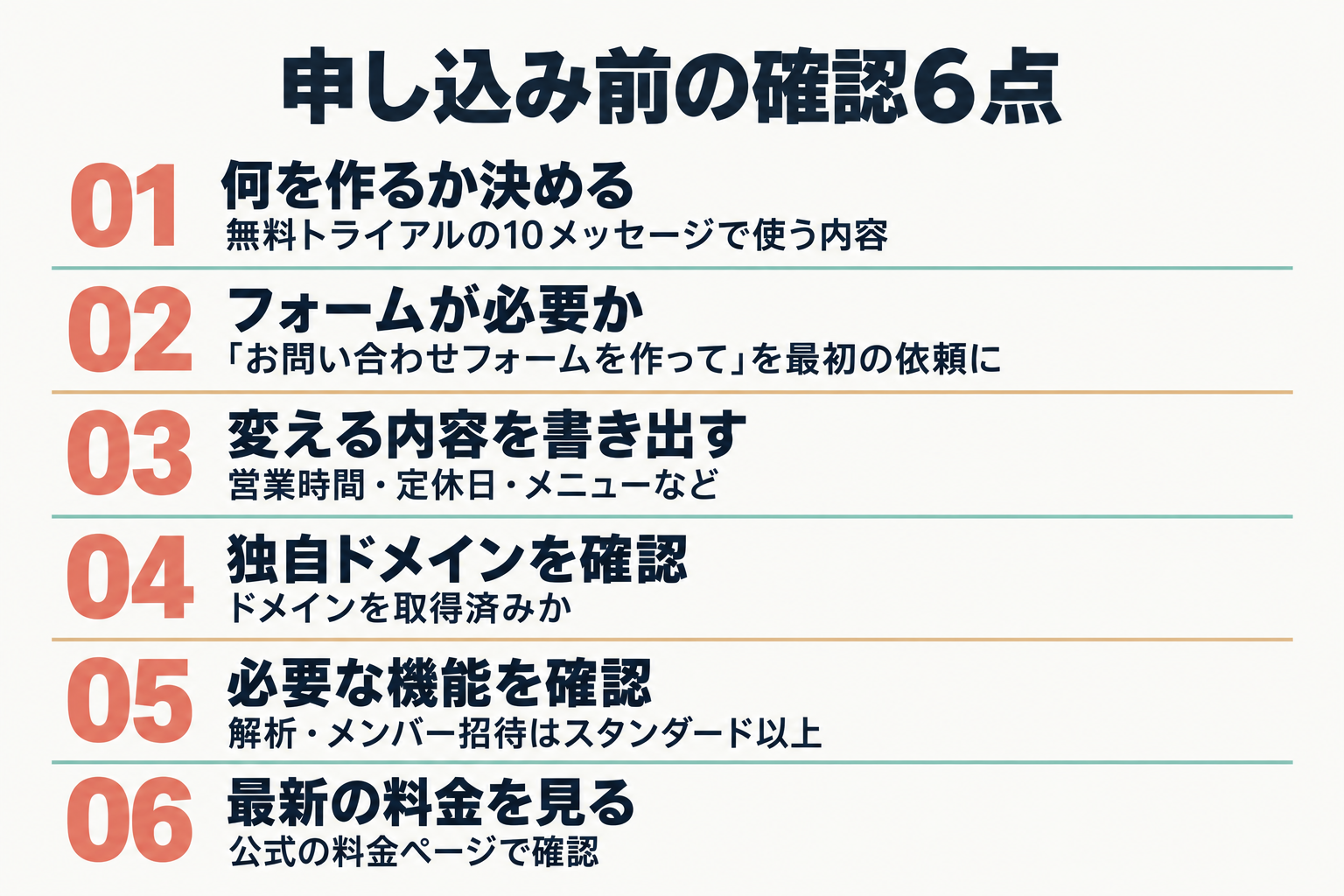 申し込み前に確認したい6つのこと