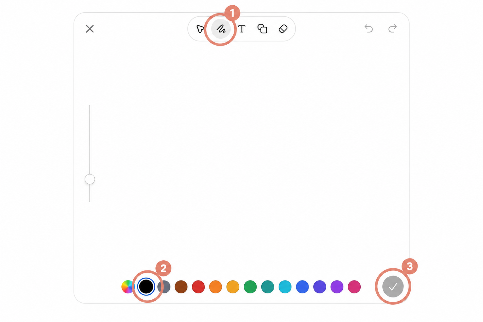 ChatGPTのSketch機能のキャンバス画面（ツールバーとカラーパレット）