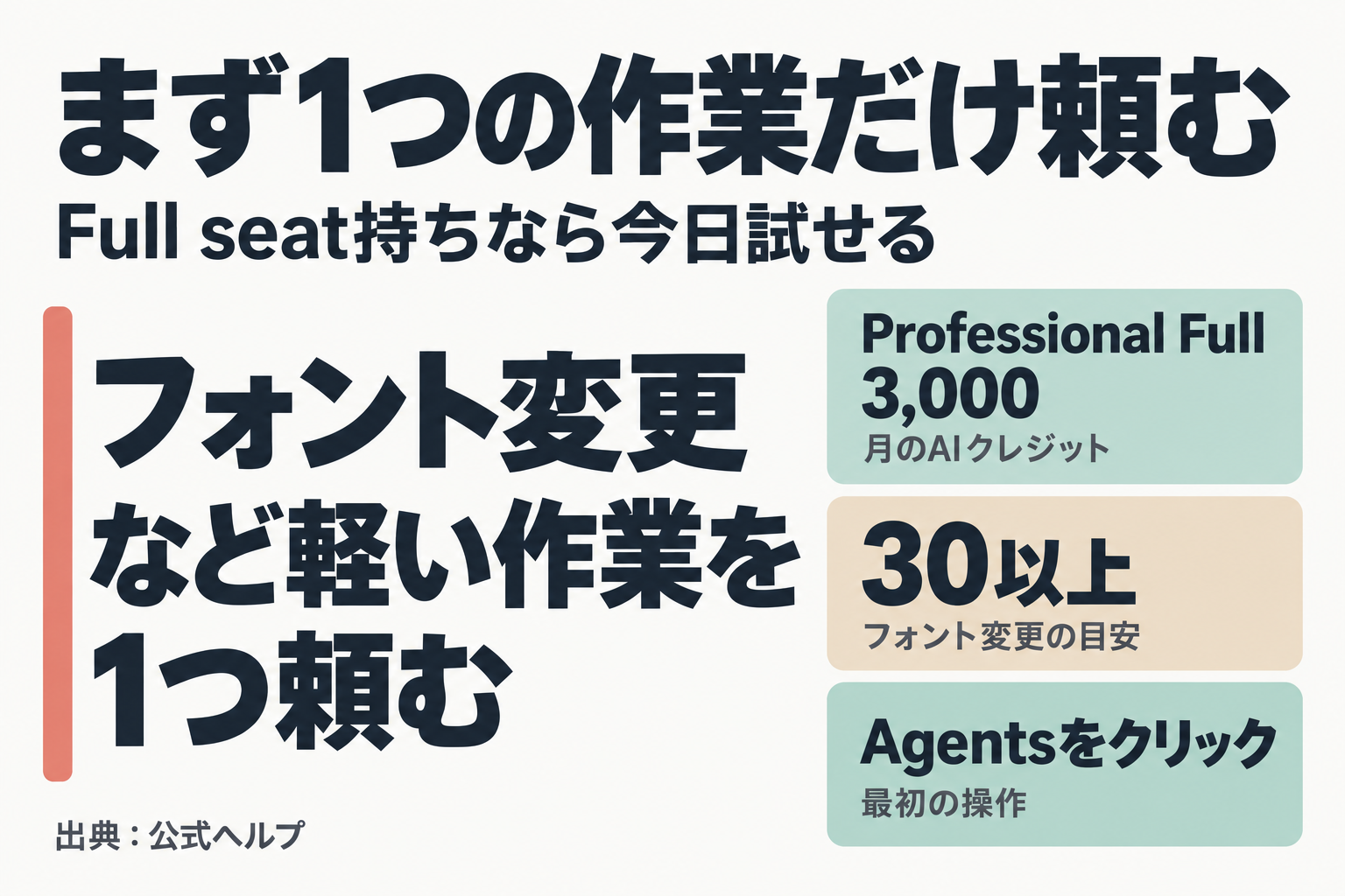 Full seatなら軽い作業1つから試せる結論の図