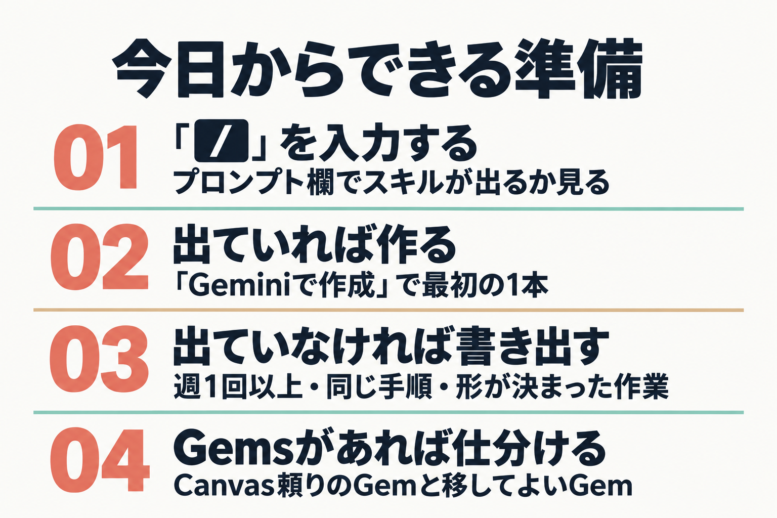 今日からできる準備の4ステップ