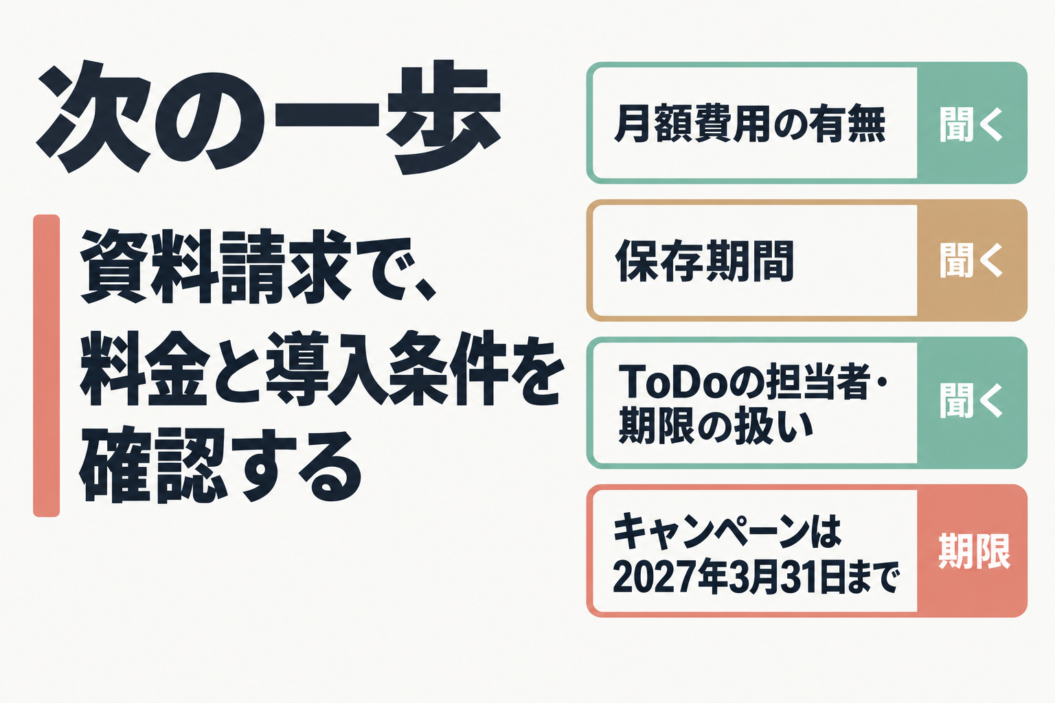 次の一歩と確認項目のまとめ