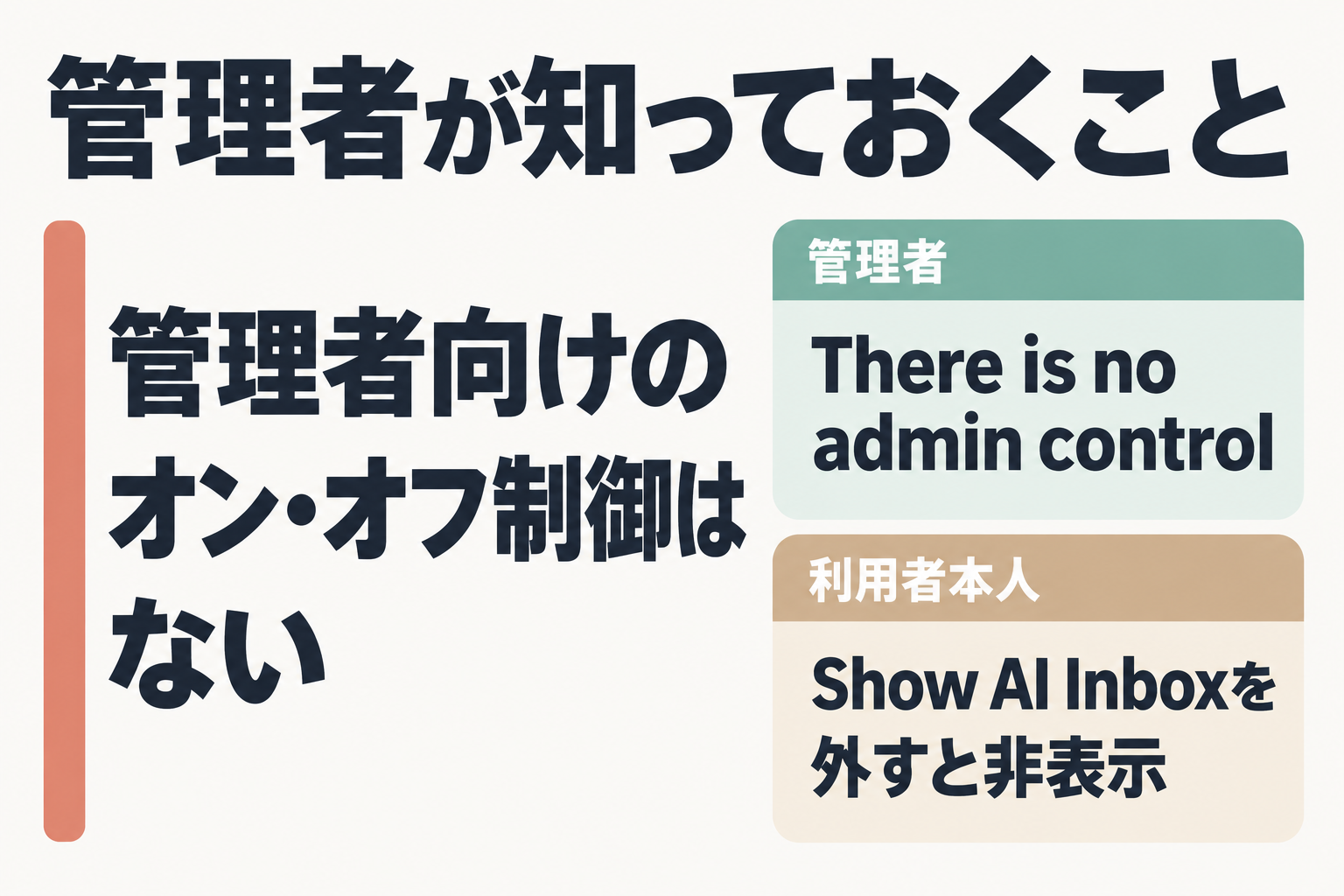 管理者と利用者でオフにできる範囲を比べた図