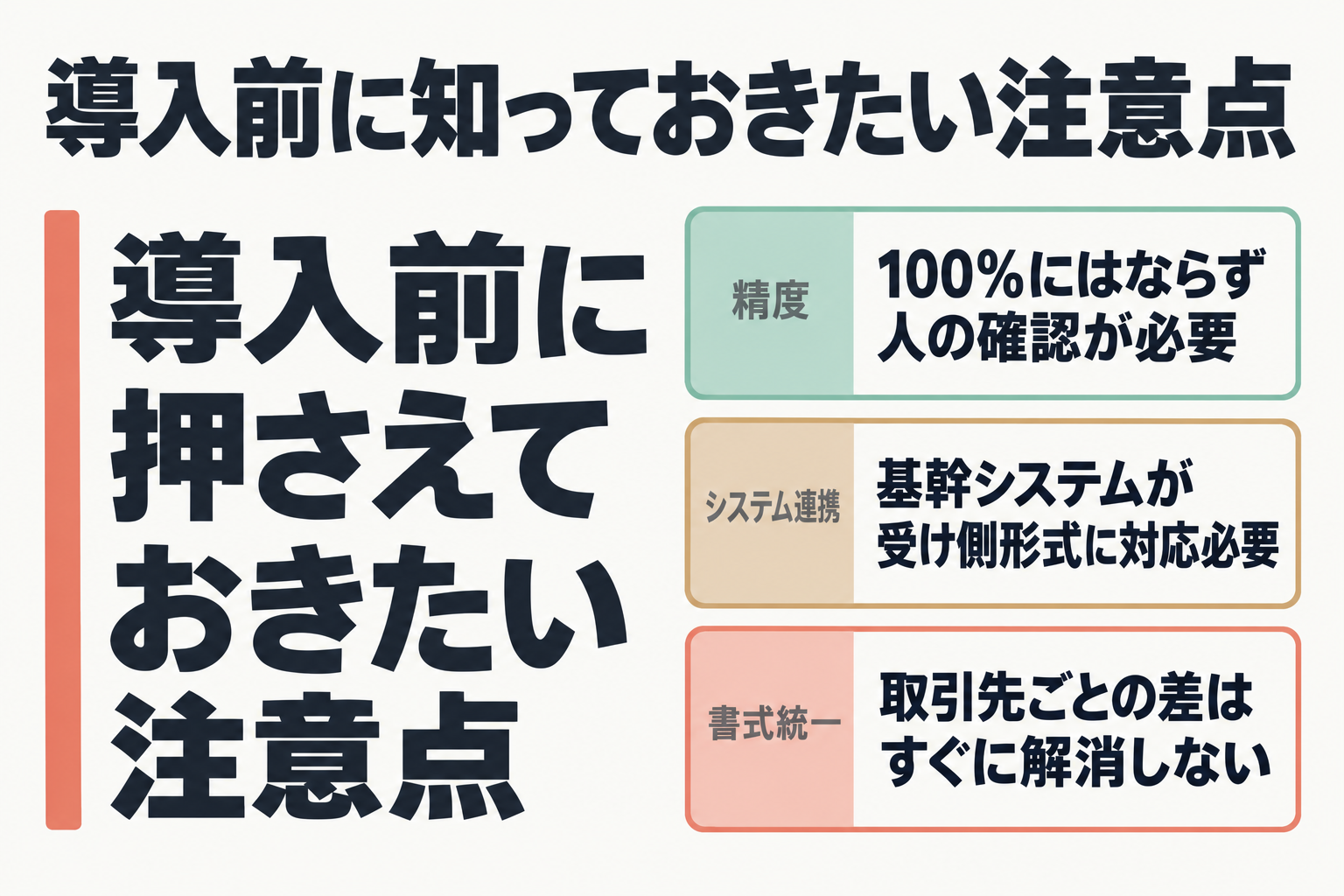 AI-OCR導入前の注意点まとめ図