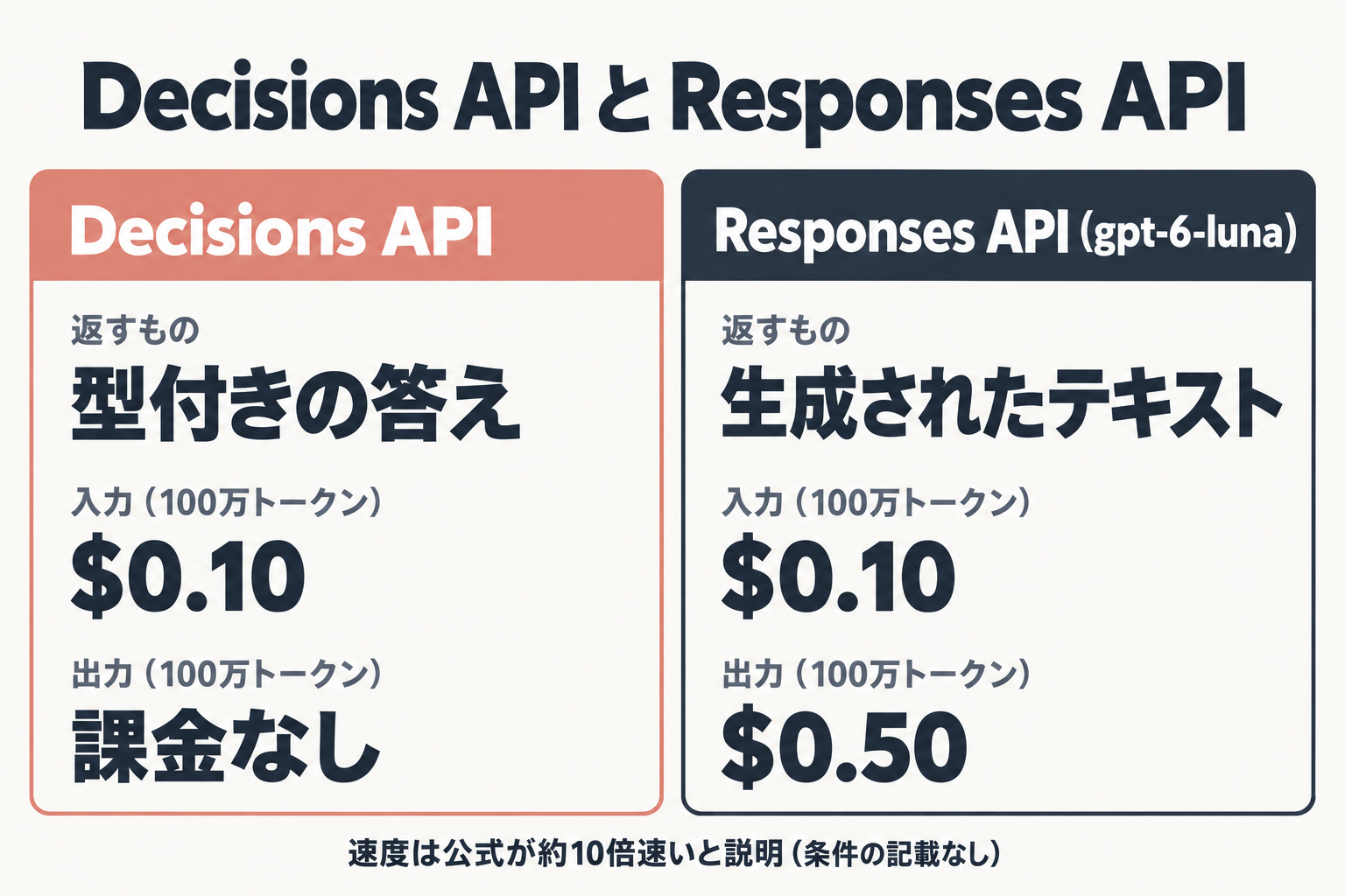 Decisions API と Responses API の返り値と料金の比較