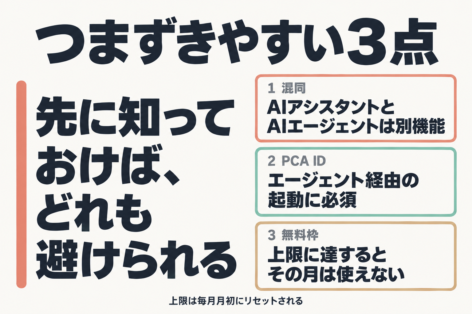 PCA AIエージェントのつまずきやすい3点