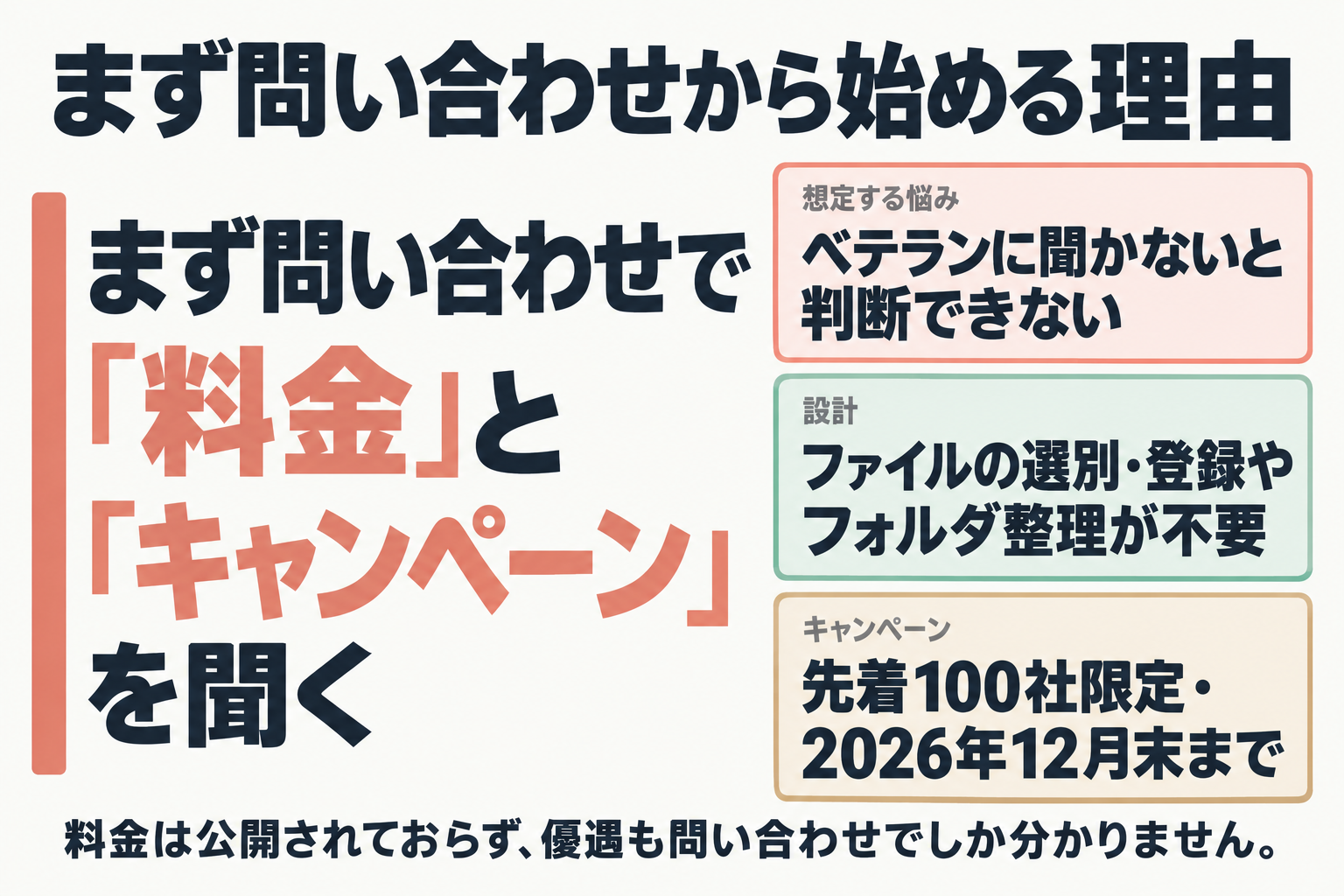 問い合わせから始める3つの理由の図
