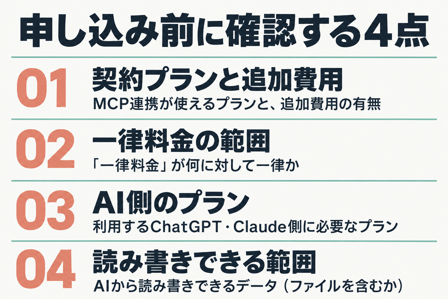 申し込み前に確認する4項目のチェックリスト